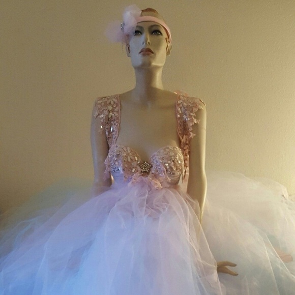 Pastel Rainbow Lace & Tulle Wedding Ballgown Set